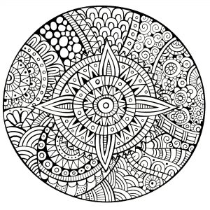 Coloring page mandala star thick lines