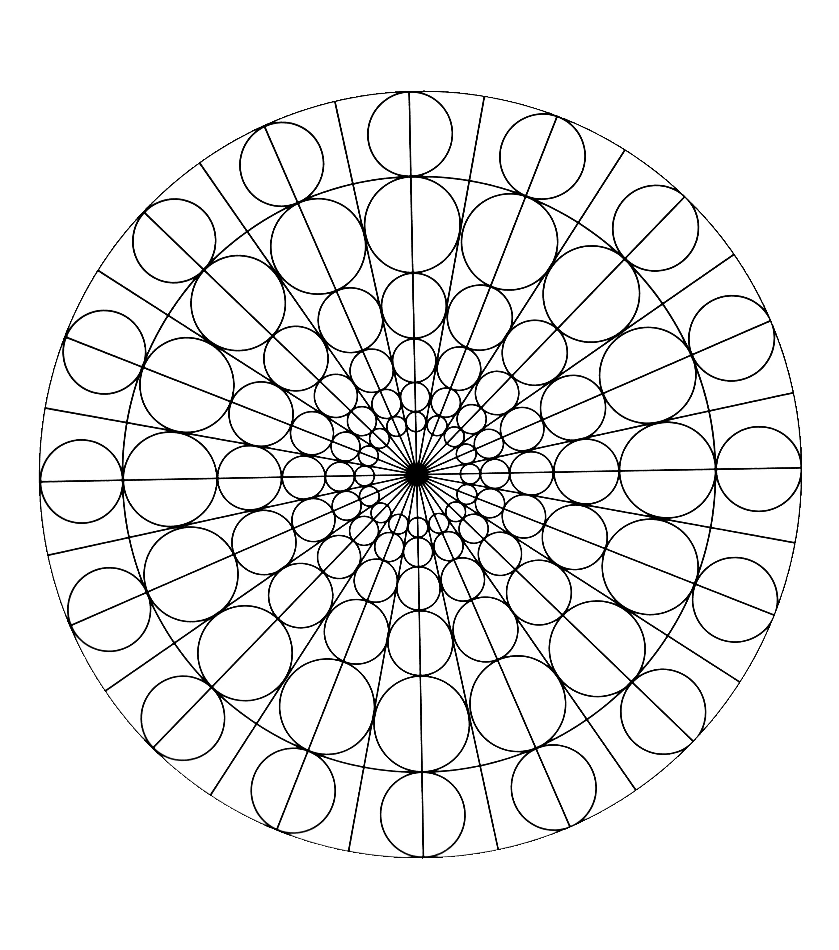 Free-mandala-to-color-:-circles (Printable Coloring Page for adults)