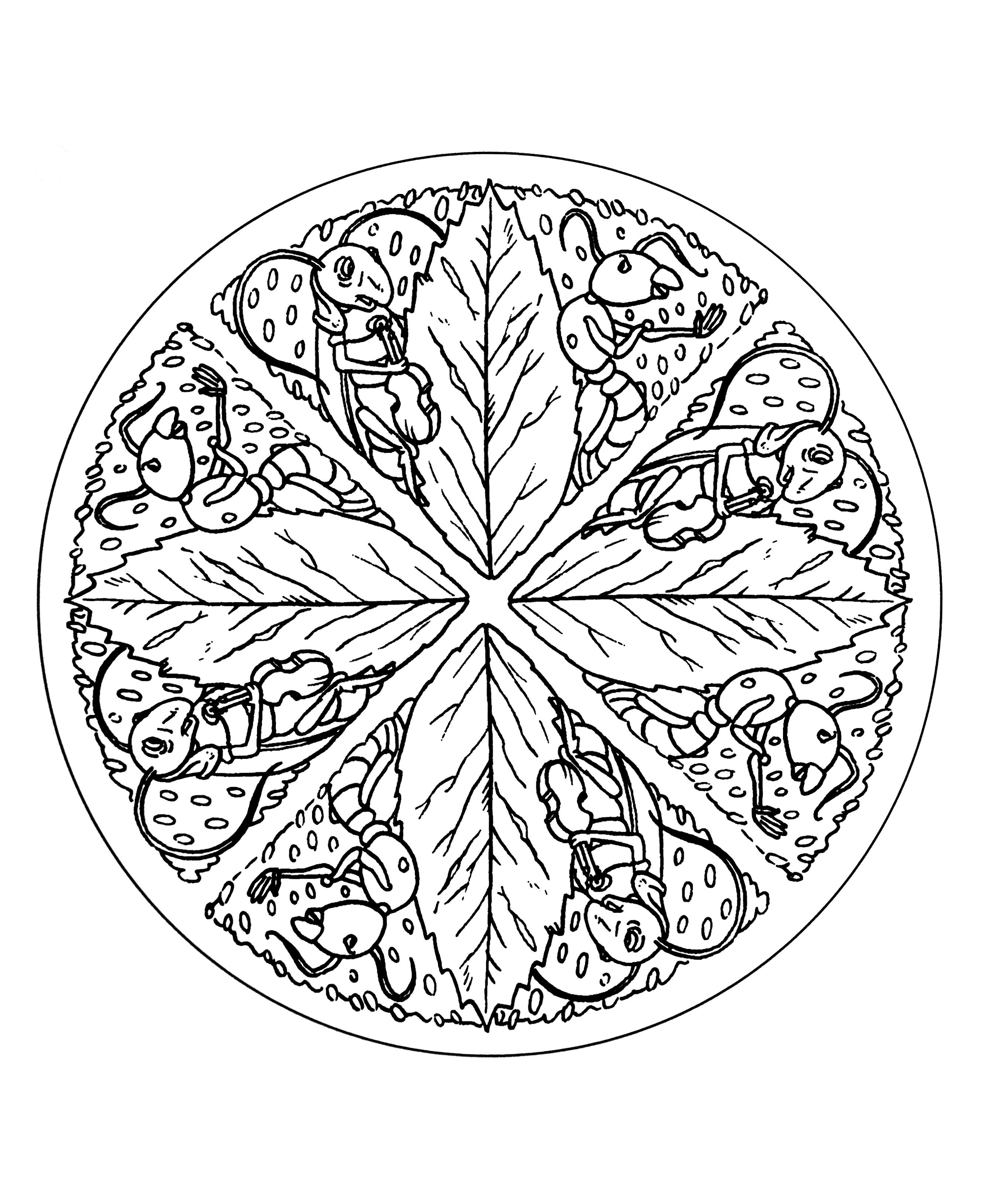 Free mandala to color leaves - Image with : Leave
