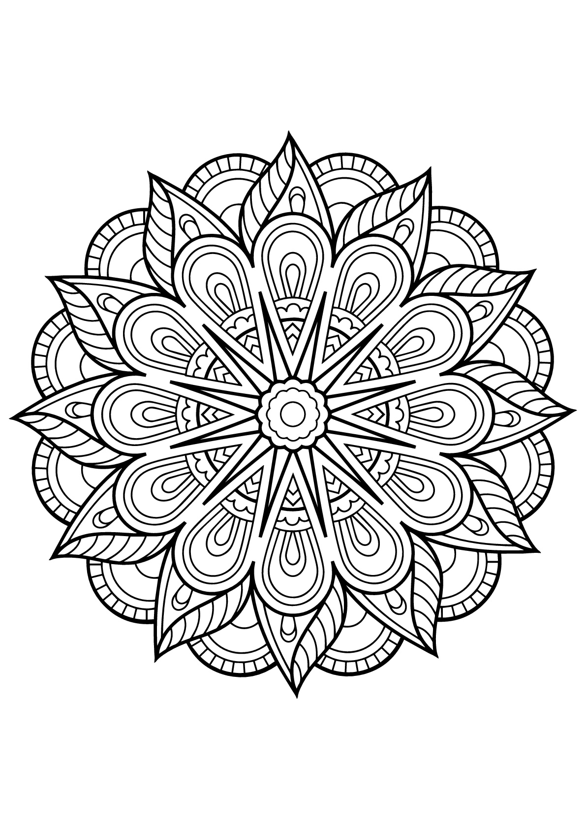 Incredible Mandala from Free Coloring book for adults