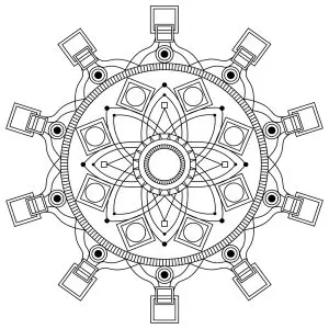 Mandala with squares at its extremities