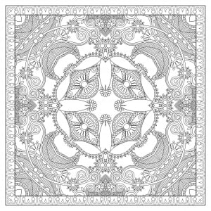 A beautiful square Mandala by Lesya Kara-Kotsya (Coloring Page)