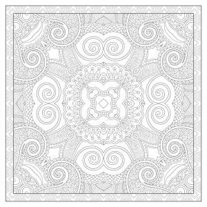 An impresive square Mandala full of details by Lesya Kara-Kotsya (Coloring Page)