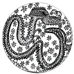 Chinese inspired coiled dragon