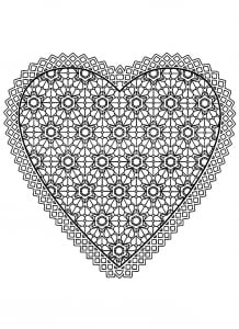 Mandala with the shape of an heart (Coloring Page)