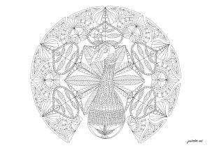 Beautiful peacock (Mandalas Coloring Page)