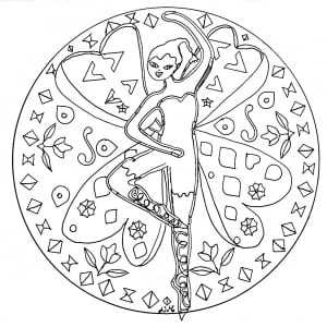 Dancing Fairy (Mandalas Coloring Page)