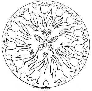 Mandala butterfly and tulip crown