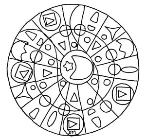 Lunar circle with geometric patterns