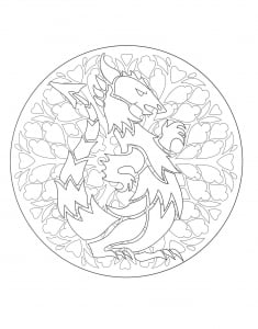 Coloring mandala dragon 1