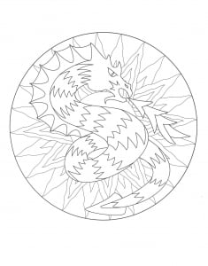 Mandala with a dragon 3 (Coloring Page)