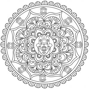 Coloring mandala hamsa hand of fatima