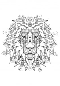 Lion's head in a Mandala (Coloring Page)