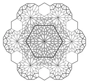 Hexagonal mandala with star patterns