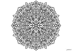 Floral mandala with elegant motifs (Coloring Page)