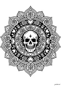 Mystical mandala with carved roses
