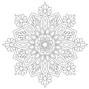 Pretty mandala, half abstract, half vegetal