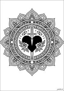 Mandala with stabbed heart