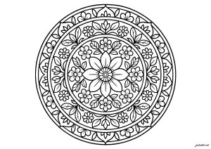 Floral mandala with delicate motifs (Coloring Page)