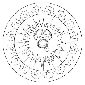 Playful sun surrounded by stars
