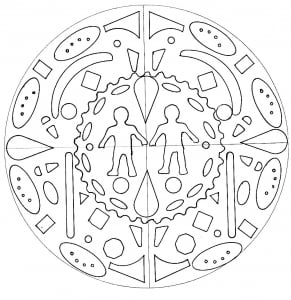 Coloring page adult mandala adam eve