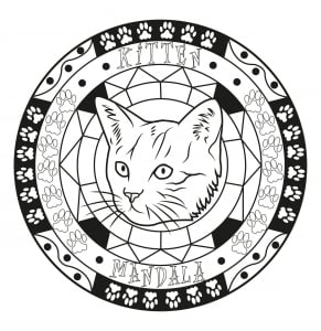 Coloring page adult mandala cat by allan