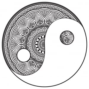 Coloring page mandala yin and yang to color by snezh