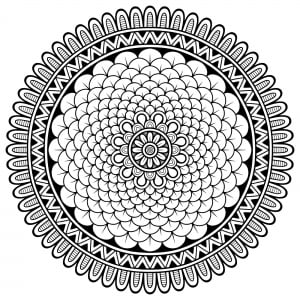 Little petals in beautiful Mandala (Coloring Page)