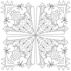 Squared flowered Mandala (Coloring Page)
