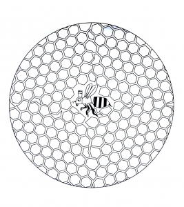Free mandala to color : bee in hive