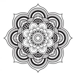Simple Mandala forming a unique flower (Coloring Page)