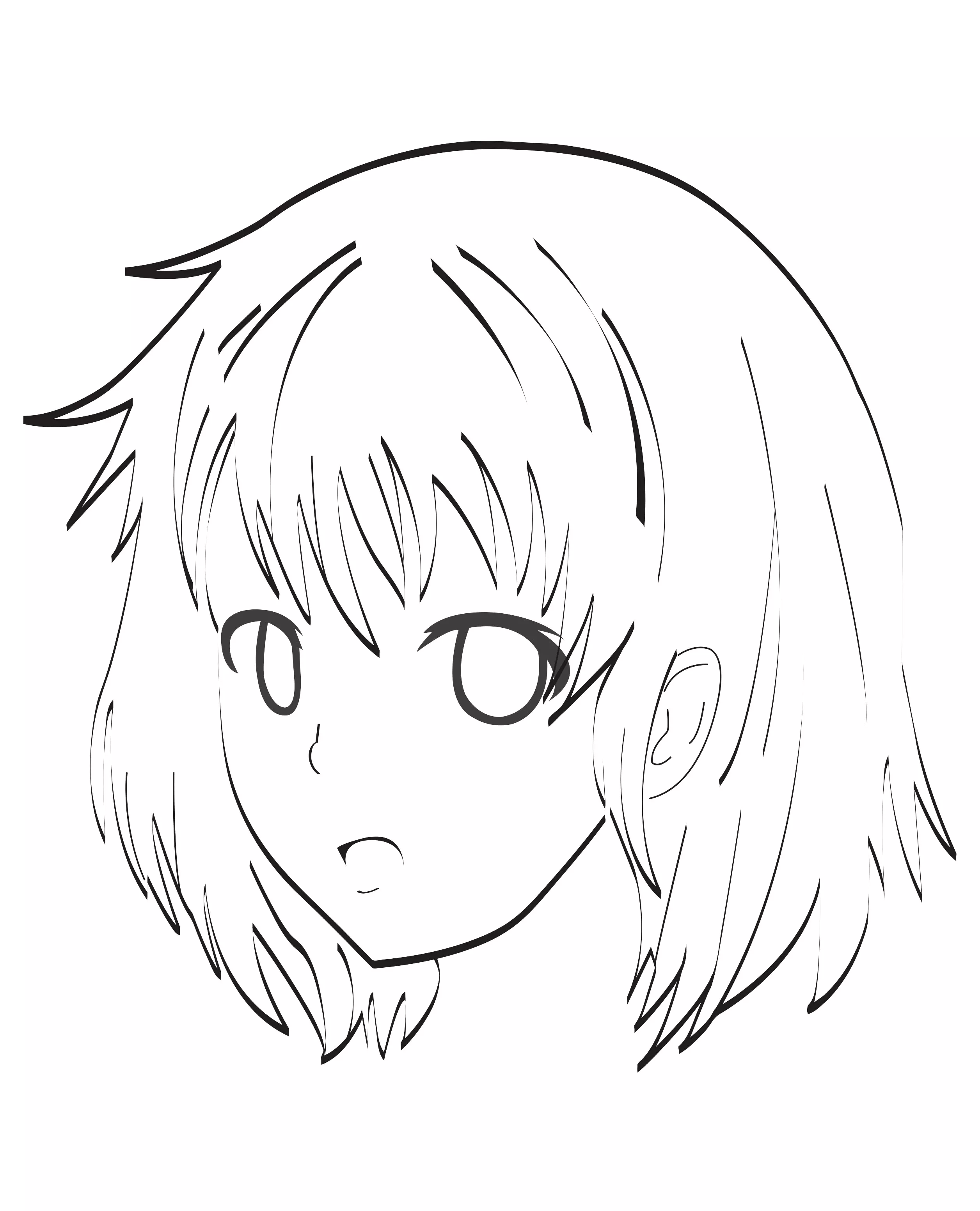 Manga character face by celine (Printable Manga / Anime Coloring Page for adults)
