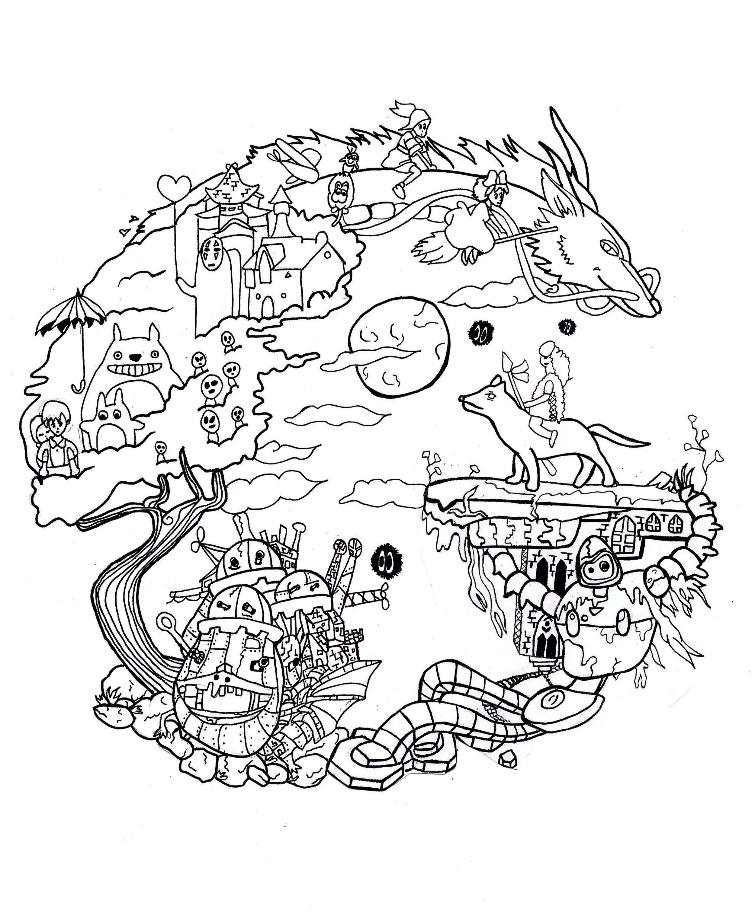 Coloring a reproduction of a Studio Ghibli fanart. (Manga / Anime)