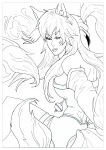 Coloriage manga ahri league of legend krissy