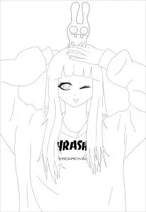 Girl in a Thrasher hoodie with a little rabbit hat