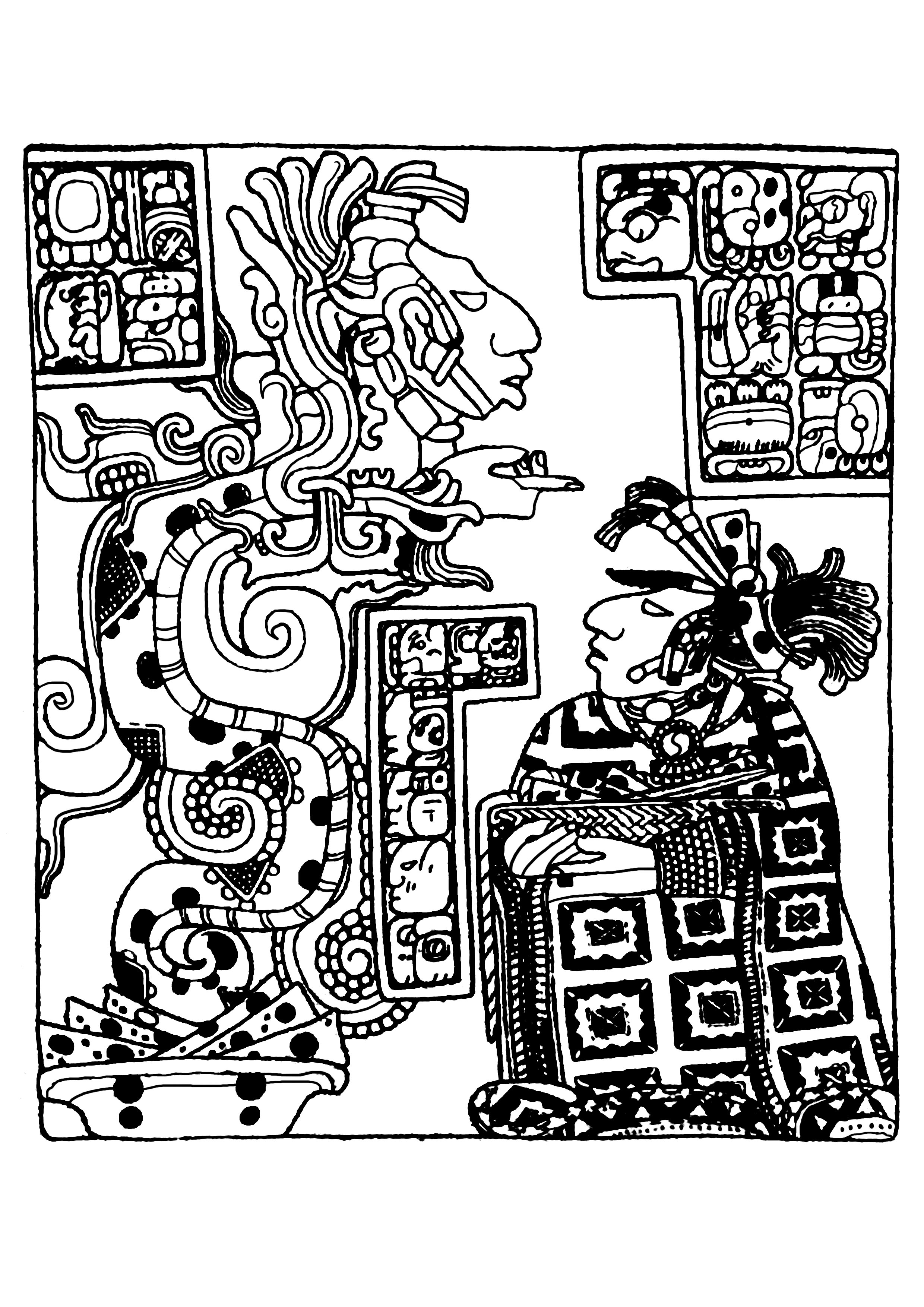 Maya art british museum 5 - Mayans & Incas Adult Coloring Pages