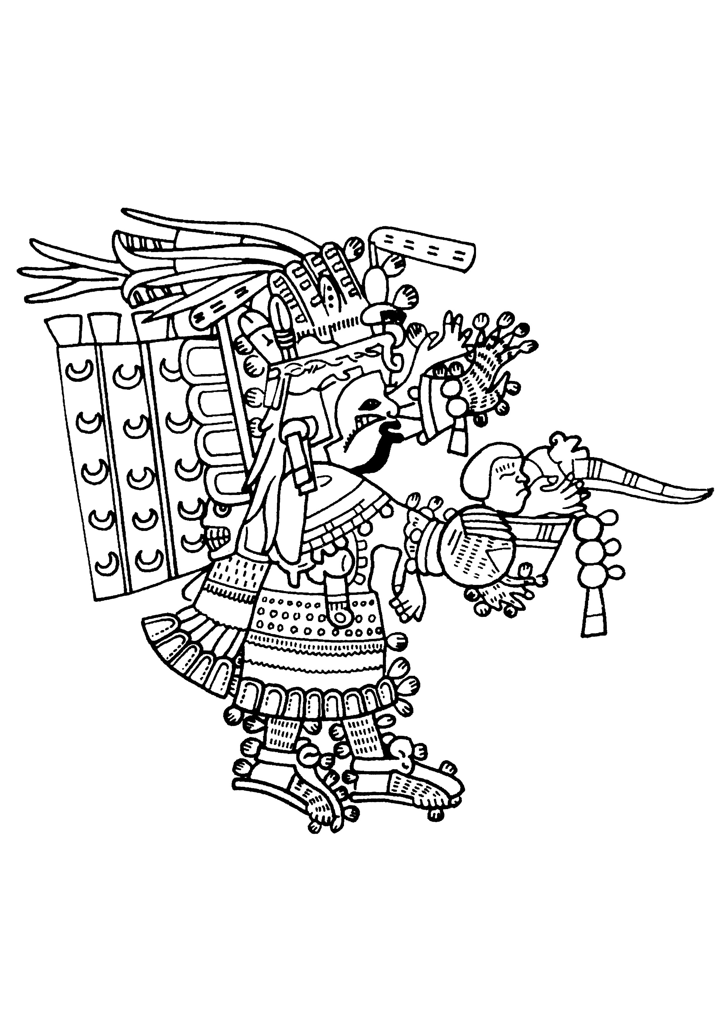Coloring page created from Maya panel (Second half 8th century), visible at the British Museum (London).
