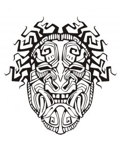 Coloring adult mask inspiration inca mayan aztec 1