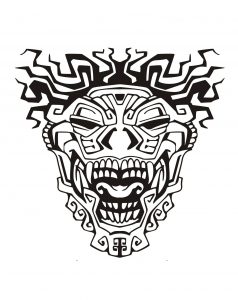 Coloring adult mask inspiration inca mayan aztec 3