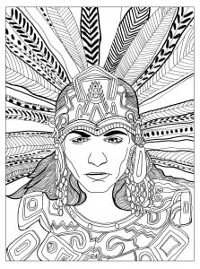 Grand chef Maya (Mayan & Inca Coloring Page)