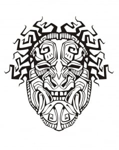 Coloring adult mask inspiration inca mayan aztec 1