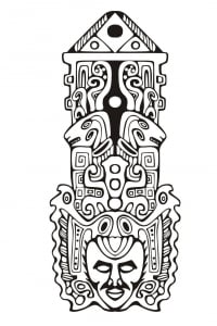 Totem inspired by Aztecs (Mayan & Inca Coloring Page)