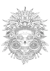 Aztec skull black white