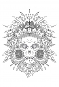 coloring-aztec-skull-shades-of-grey