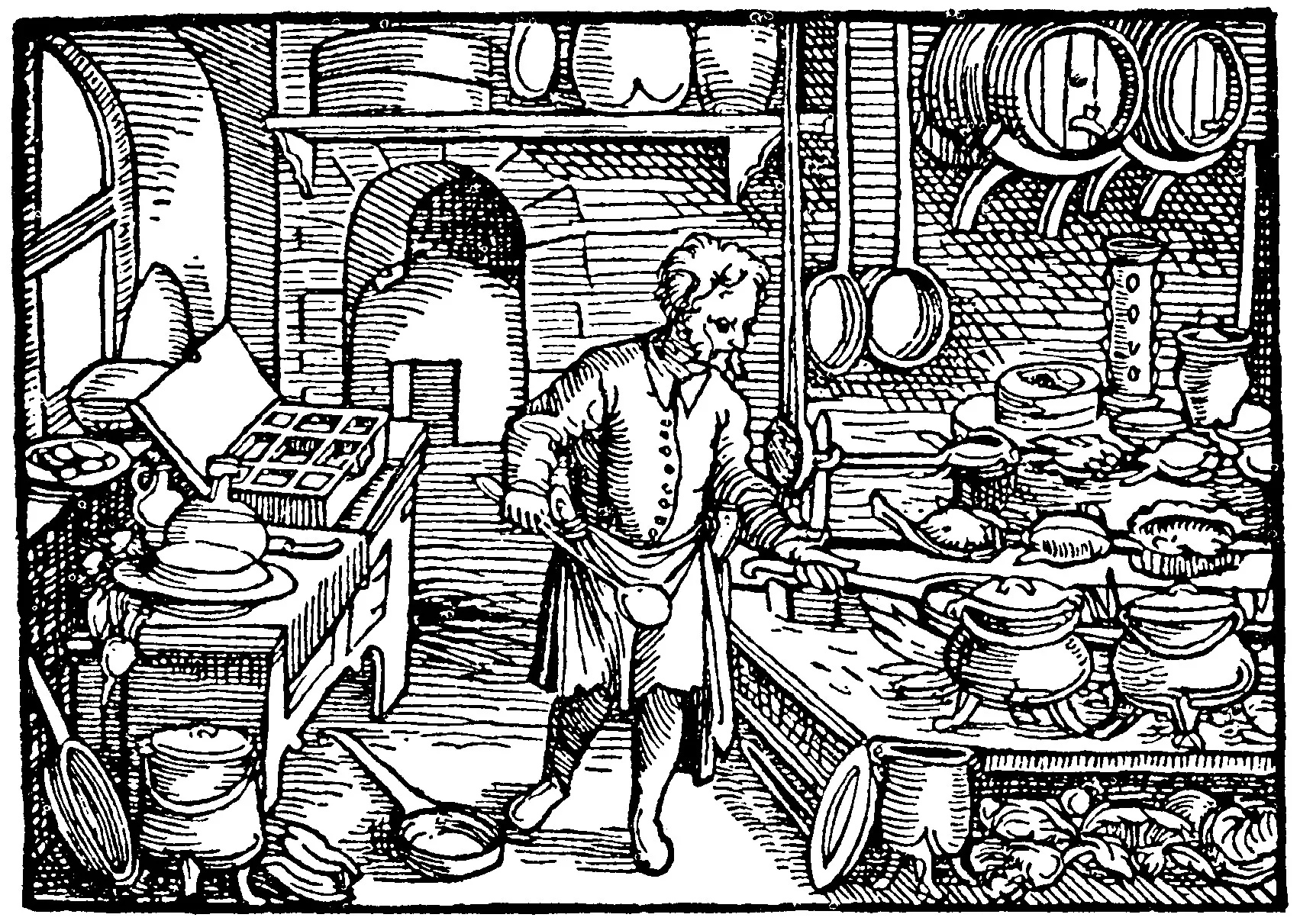 Medieval cuisinier (Printable Middle age Coloring Page for adults)
