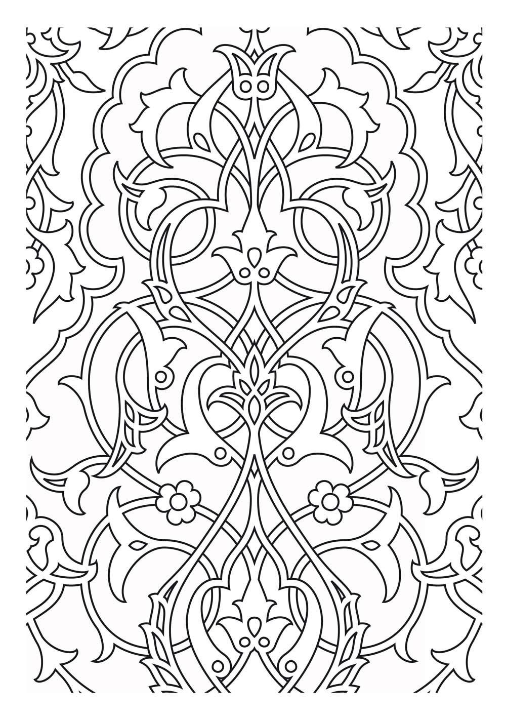 Medieval tapestry pattern, which can serve as an inspiration or for a simple coloring