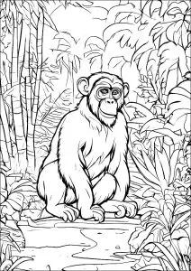 Old monkey in the forest
