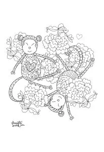 Many monkeys among the flowers