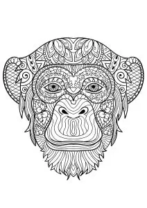 Printable Monkey complex coloring sheets for adults