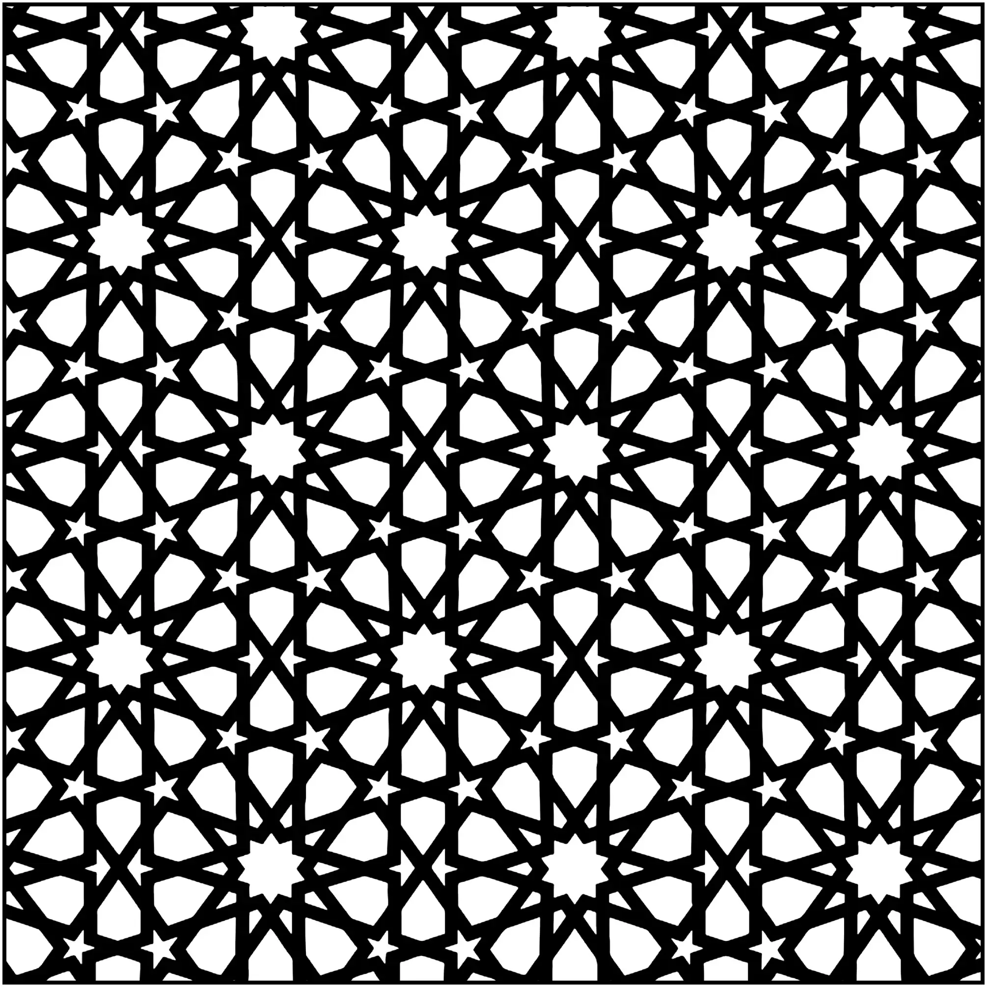Moorish art - thick lines and stars (Printable Coloring Page for adults)